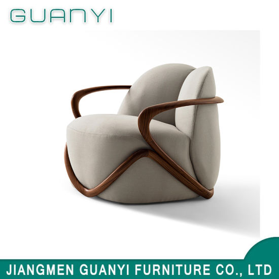 Solid Ash Wood Base Comfortable Armchair in Living Room