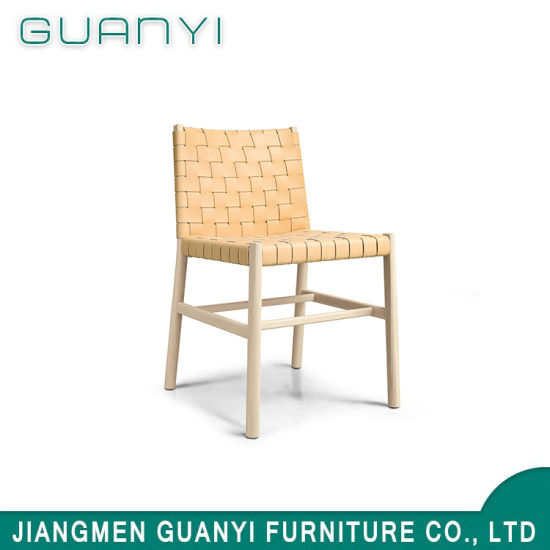 Modern New Arrival Wooden PU Grid Seat Hotel Dining Chair