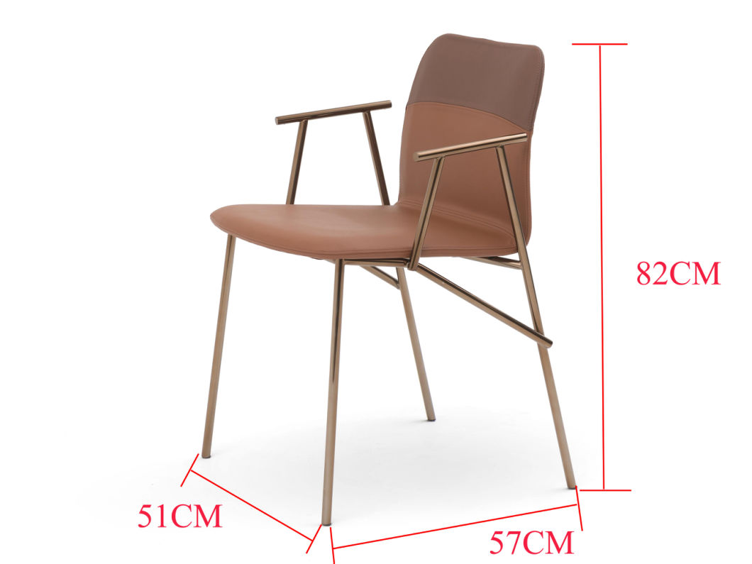 Silla de comedor chapado en oro sin brazo de cuero de Morden