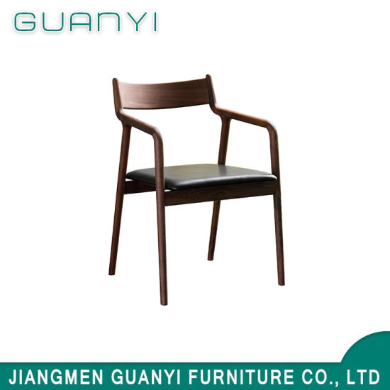 Modern Design Solid Ash Wood Leather Seat Chair