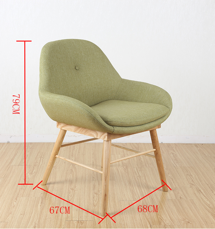 Silla de comedor de asiento de tela de piernas de madera para restaurante