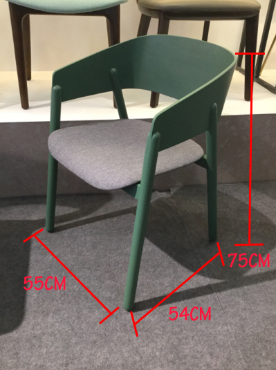 Silla de comedor de madera pintada verde simple