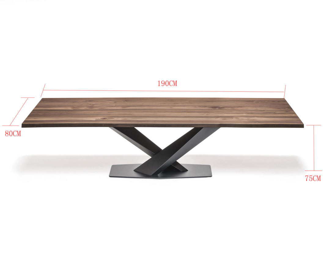 Mesa de comedor de la pierna de metal de madera moderna