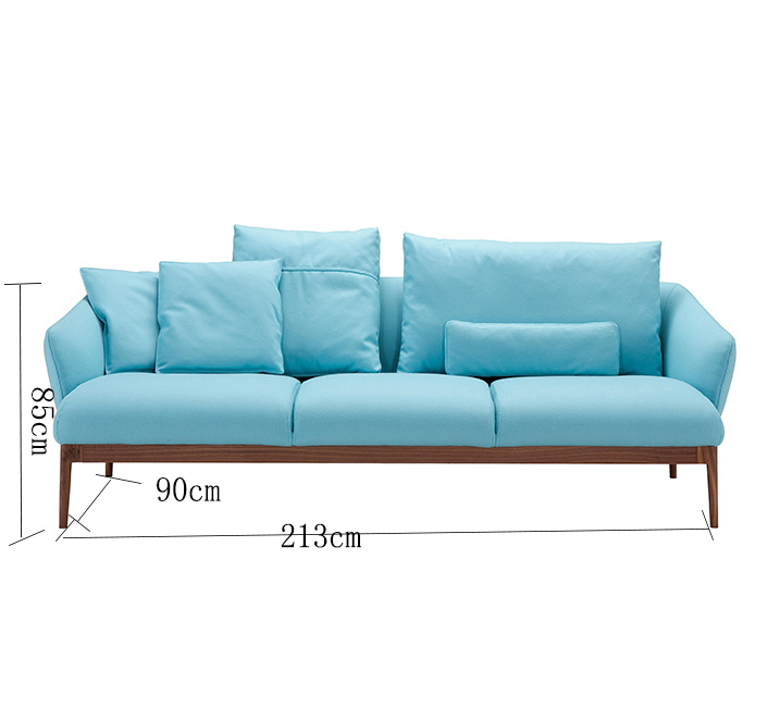 Muebles para el hogar modernos azules suaves de dos asientos de la habitaci&oacute;n de la habitaci&oacute;n del sof&aacute; de la tela para la sala de estar