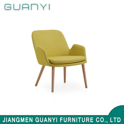 Modern Yellow Fabric Leisure Chair Wooden Living Room Hotel Armchair