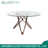 New Fashion Modern Glass Round Wooden Dining Sets Table
