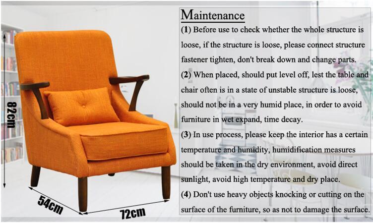 Piernas de madera de color naranja Sof&aacute; moderno barato con coj&iacute;n suave