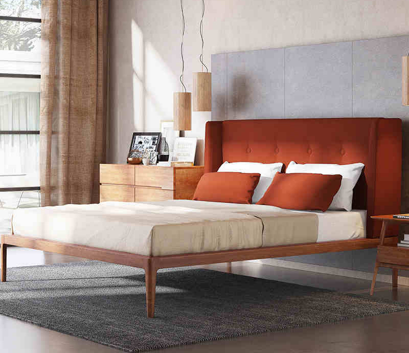 Dise&ntilde;os de cama de lujo de madera maciza de madera maciza