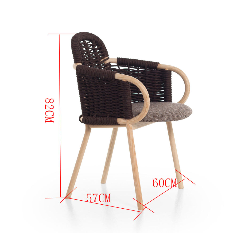 Madera de ceniza s&oacute;lida con tela o sill&oacute;n de cuerda tejida.