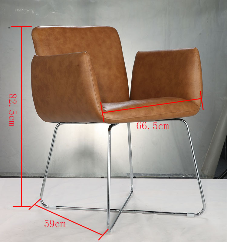 Ocio moderno PU Asiento de cuero Piernas Chormed Silla Muebles para el hogar