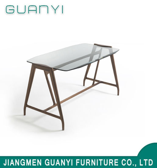 Hot Sale Executive Office Wooden Furniture Leg Table Glass Desk