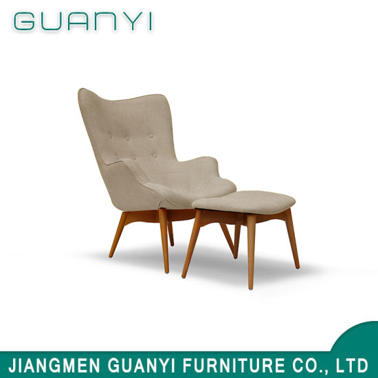 Fashion Solid Ash Wood with Fabric Foam Seat Armchair