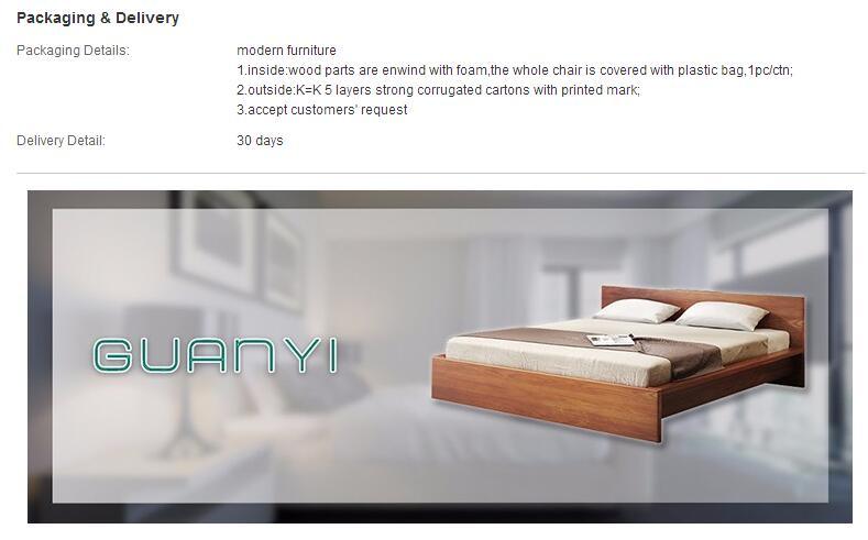 Cama de muebles de dormitorio Cama de madera maciza Muebles de madera maciza