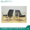 Modern Wooden Frame Armchair Black Fabric Living Room Leisure Chair