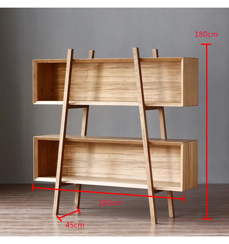 Estilo n&oacute;rdico Soild Ash Wood Dos capas Librer&iacute;a de muebles
