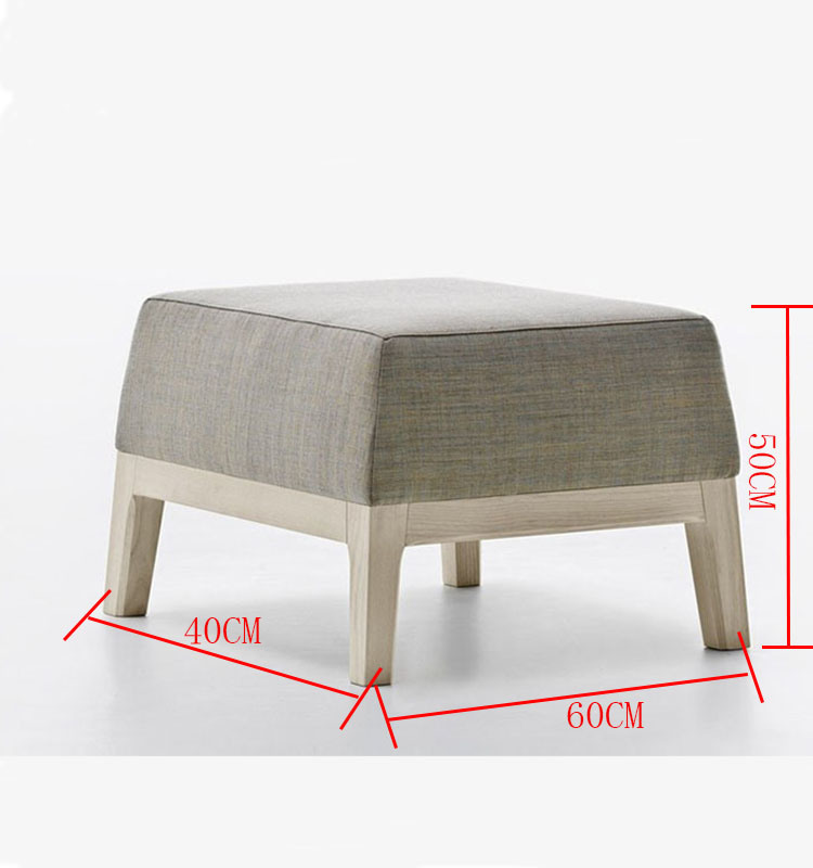 Tela de forma cuadrada Piernas de madera Taburete de pie Muebles de sala de estar